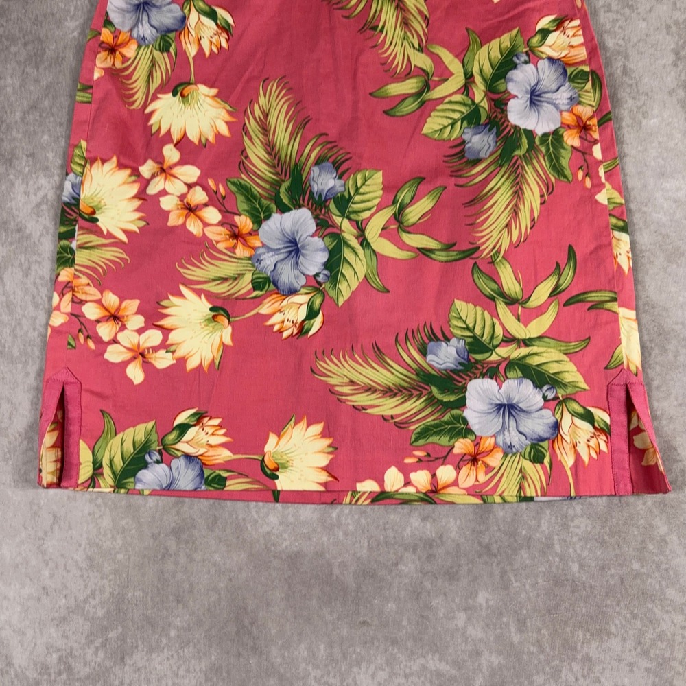 Tommy Bahama Hibiscus Floral Cotton Stretch Mini Pencil Skirt 6 Pink Tropical - Picture 3 of 7